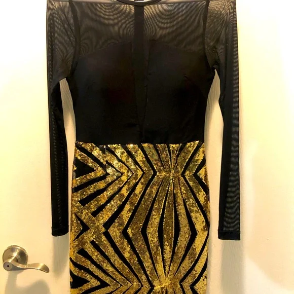 Dresses | Very Sexy Black And Gold Sequin Dress | Poshmark